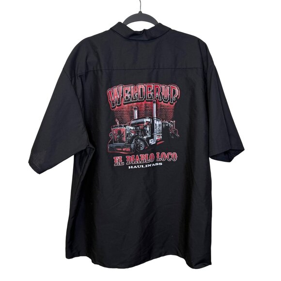 NWT RedKap Welderup El Diablo Loco Mechanic Workshirt Black Button-Up 3XL Mens - Picture 1 of 14